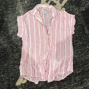 Rails pink striped short sleeve blouse